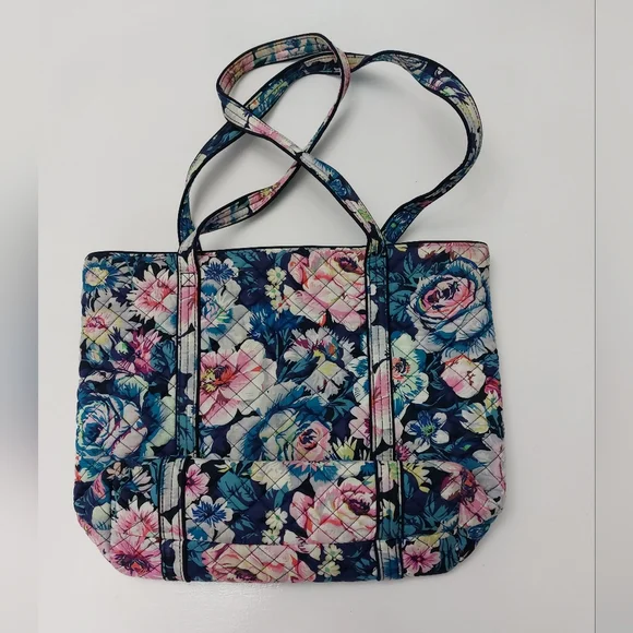 Vera Bradley Small VERA TOTE in Garden Grove Top zip bag w/ front pockets - Picture 5 of 6